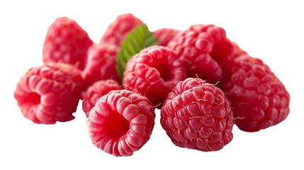 Fresh juicy raspberries isolated on transparent background