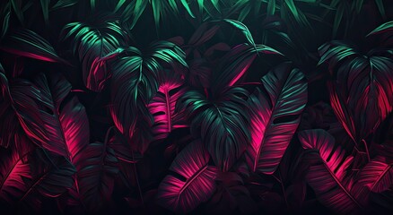 A lush and vibrant background of tropical palm leaves creates a serene and exotic ambiance, evoking images of paradise and relaxation.