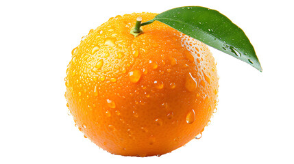 Fresh orange fruit with water droplets isolate on white background. 