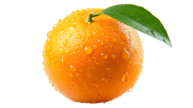 Fresh orange fruit with water droplets isolate on white background. 