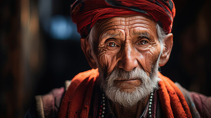 Obraz premium Capturing a Respected Arab Elderly Man, Stunning Close-Up Photography