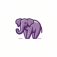 Cartoonish logo of a vector charismatic elephant in a flat design, majestic and iconic.