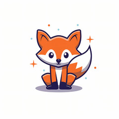 Elegant symbol of a vector playful fox in a flat design, sleek and charming.