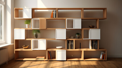 multipurpose storage rack in the modern living room 