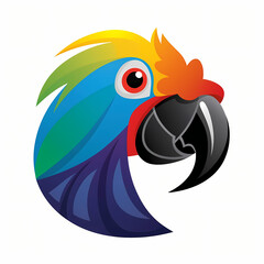 Simple logo of a vector vibrant parrot in a flat design, lively and colorful.