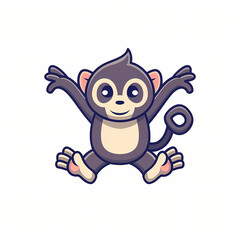 Stylish emblem of a vector playful monkey in a flat design, capturing playfulness.