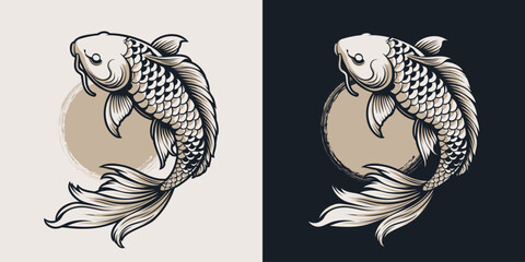 Monochrome gold koi