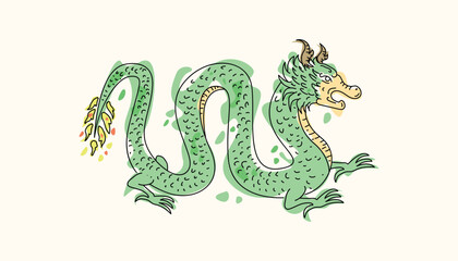 green dragon vector image illustration. Suitable for clothing designs, posters and others