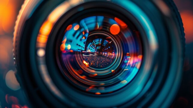 Abstract Camera Lens with Colorful Bokeh Effect