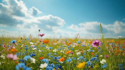 Vivid Wildflower Meadow in Summer Bloom