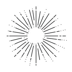 Obraz premium Radial fireworks with sparks line icon. Thin black outline simple burst of fire, bursting firework with stroke dotted rays monochrome icon, birthday party decorative element vector illustration