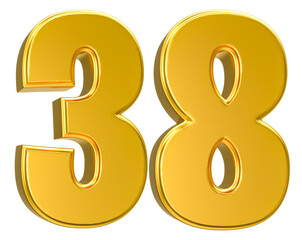 Gold Number 38 3D Render