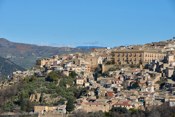 Naklejka premium the provincial road that leads to Leonforte in Central Sicily in the Province of Enna