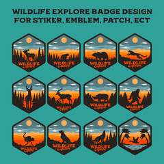 Illustration vector graphic of WILDLIFE EXPLORE - WILD ANIMAL OUTDOORS for apparel design merchandise, such as logos on product packaging
