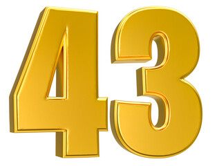 Gold Number 43 3D Render