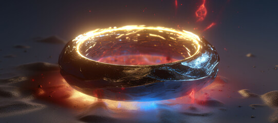 fire texture metal circle ring, flame 36