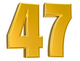 Fototapeta premium Gold Number 47 3D Render
