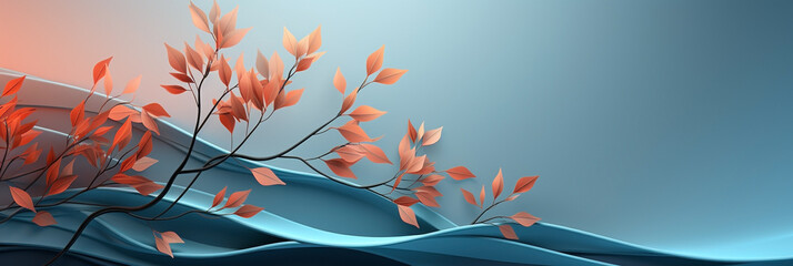 Plant branch wallpaper illustration in blue background 