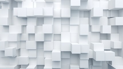 White Wall Adorned With an Array of White Cubes