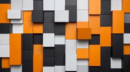 Colorful Orange and White Wall With Black and White Squares