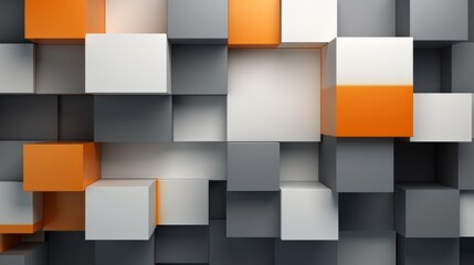 Orange and White Cube Pattern