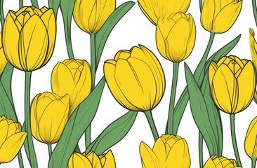 Yellow tulips on white background.