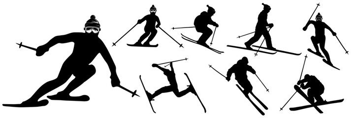skiing and snowboarding silhouettes