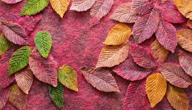 felt fabric texture background in pink color surface of fabric texture in autumn leaves color