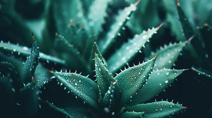 Close-up agave cactus. Natural botanical background