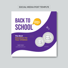 School education admission social media post & back to school web banner