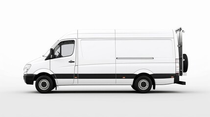 Delivery white van or truck with space for text isolated over white background. Generative AI