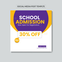 School admission social media post banner design. back to school social media post banner design Back to school admission promotion banner