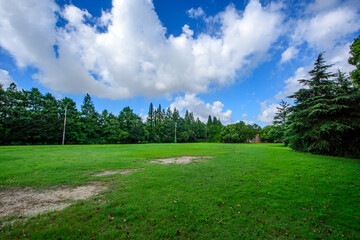 landscape with blue sky and clouds
