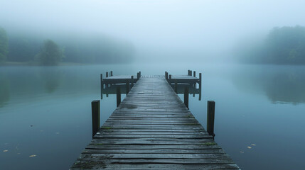 Wooden pier on the lake. 