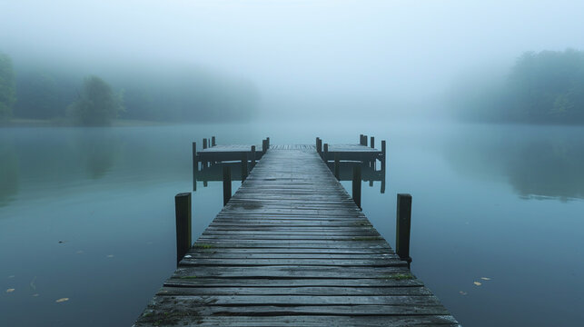 Fototapeta Wooden pier on the lake. 