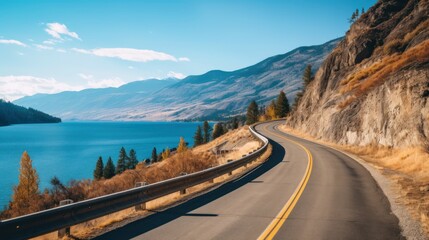 Obraz premium Mountains lake highway with beautiful views