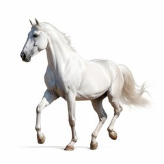 Obraz na płótnie Canvas White arabian horse isolated over a white background with clipping path. Full Depth of field. Focus stacking. Generative AI