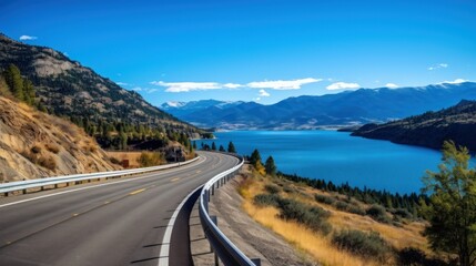 Fototapeta premium Mountains lake highway with beautiful views