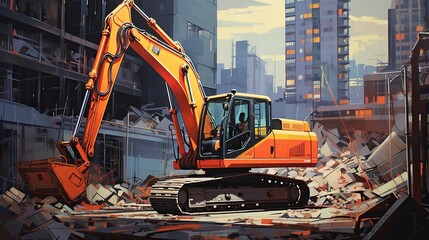 Witness the power and precision of heavy construction machinery with an excavator, a stalwart of the construction industry, adept at shaping landscapes and building foundations.