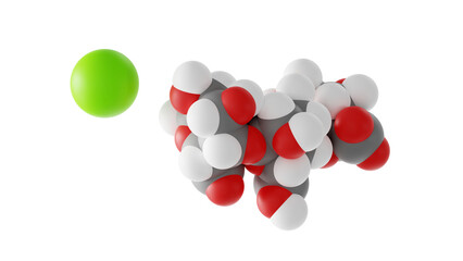 calcium alginate molecule, edible thickening agents e404, molecular structure, isolated 3d model van der Waals