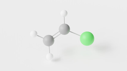 polyvinyl chloride molecule 3d, molecular structure, ball and stick model, structural chemical formula poly(vinyl chloride)