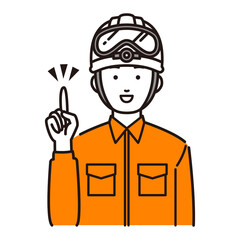 指差しポーズをするレスキュー隊員イラスト