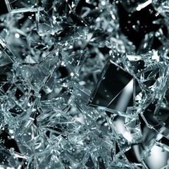 A Collection of Broken Glass Pieces on a Black Background