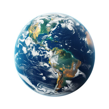 Planet earth globe from space isolated North and south America isolated on white background.