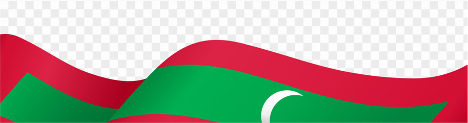 Maldives flag wave isolated on png or transparent background. vector illustration.