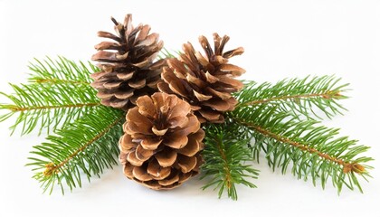 Fototapeta premium fir tree branch and cones isolated