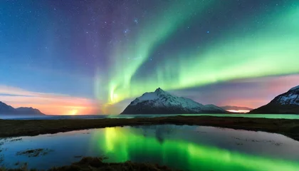 Papier Peint photo Lavable Aurores boréales a spectacular northern light aurora display lighting