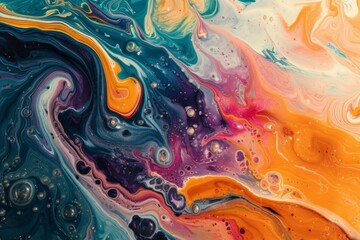 Close Up of a Colorful Liquid Painting