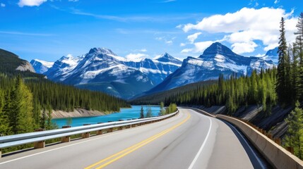 Fototapeta premium Mountains lake highway with beautiful views