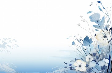Fototapeta na wymiar Blue and White Background With Flowers